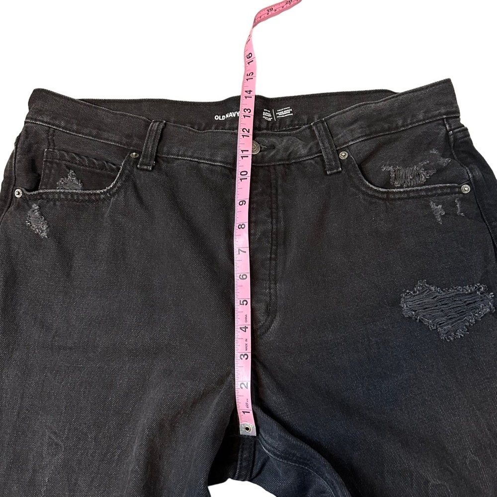 Old Navy | High Rise Slouchy Straight Jeans Black Button Fly Size 16‎ - Picture 12 of 13
